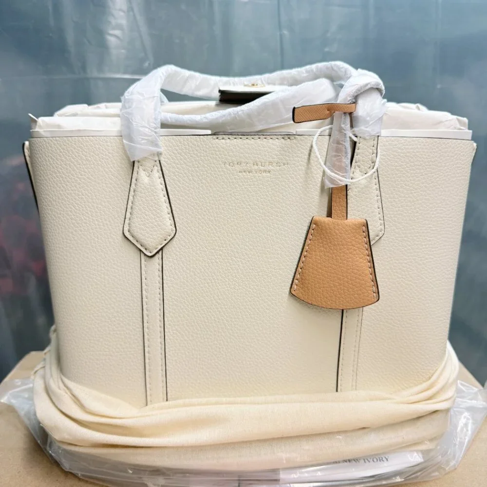 Tory Burch Perry Small Leather Tote – New Ivory